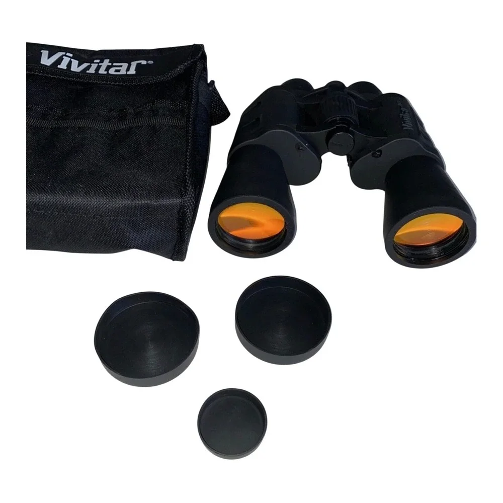 Vivitar Vtg 7x50 Binoculars with Carrying Case‎ and Lens Caps Coated Optics